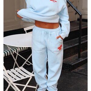 White Fox Light Blue Joggers